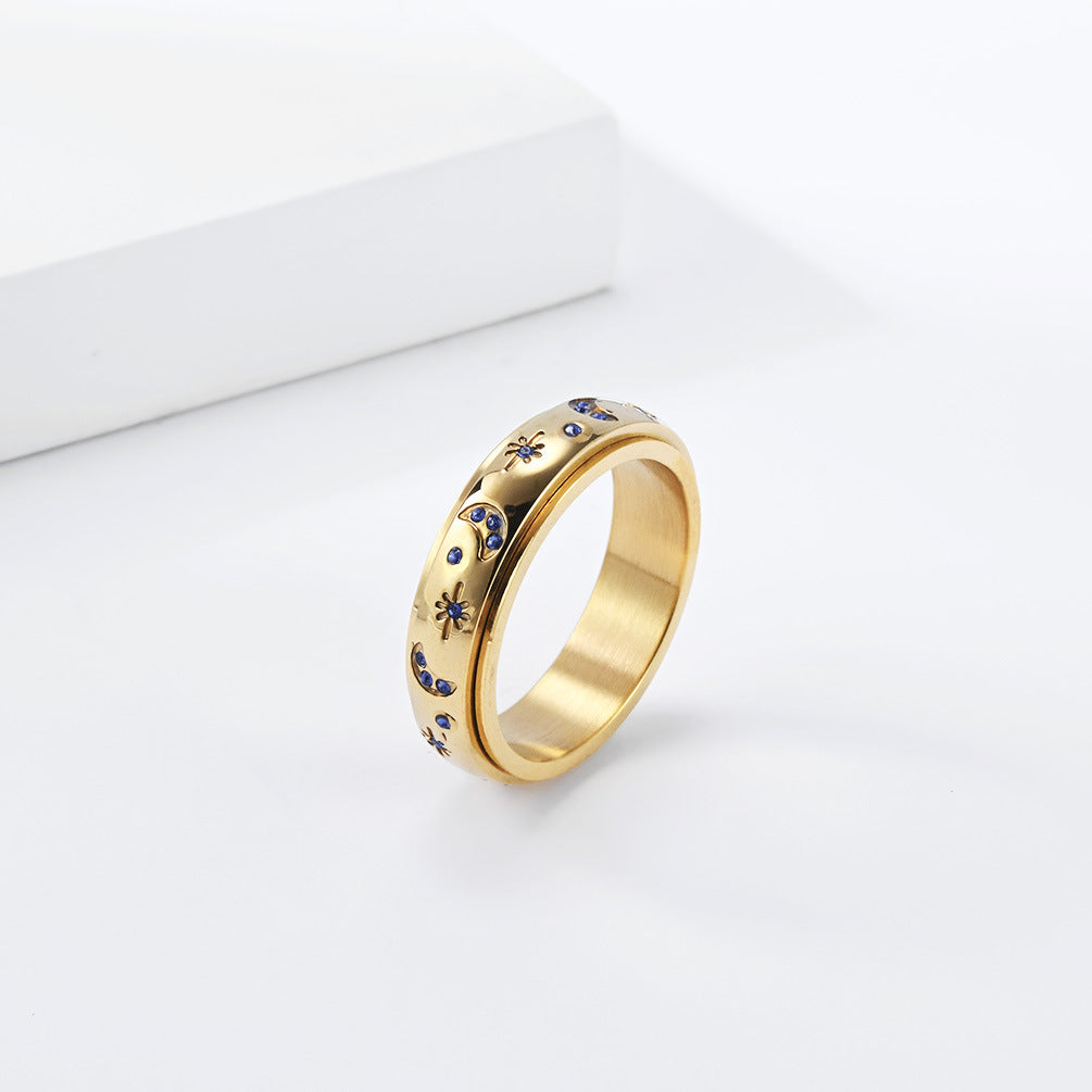 Star Moon Stainless Steel Ring