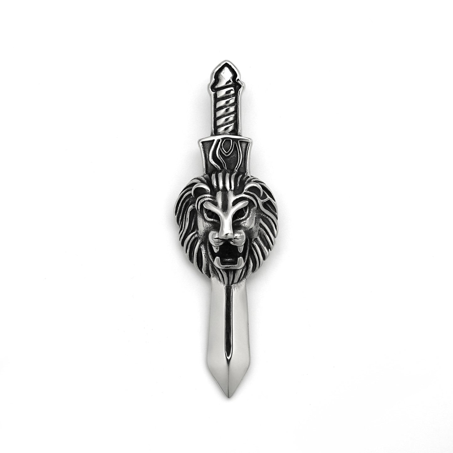 Steel Necklace – Statement Lion Head Pendant