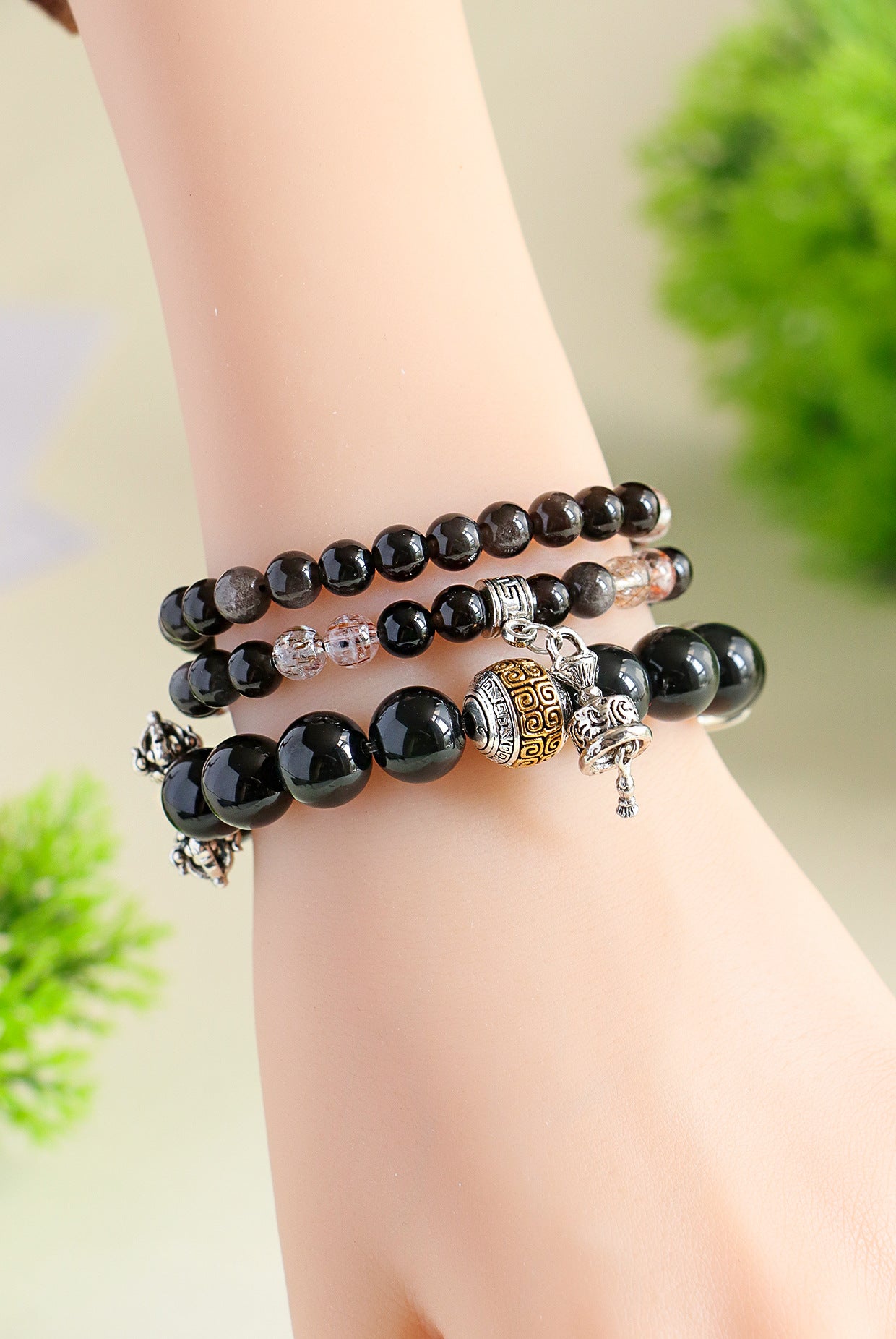 Planderful Fortune's Favor Bracelet – Stylish Couple's Design with Obsidian Gemstones
