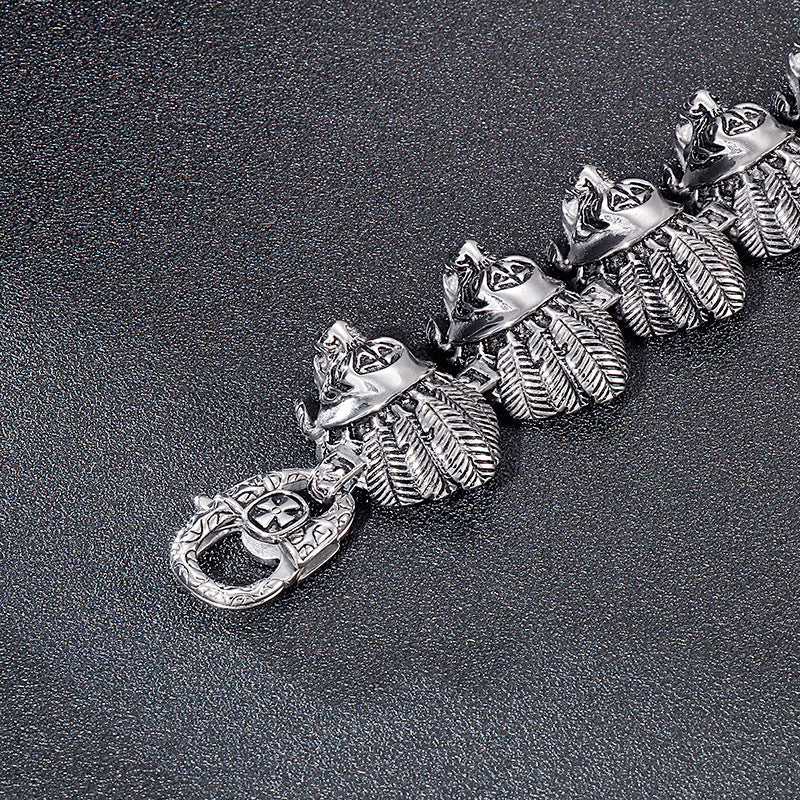 Old – General Soldier Head – Titanium Steel Men's Bracelet