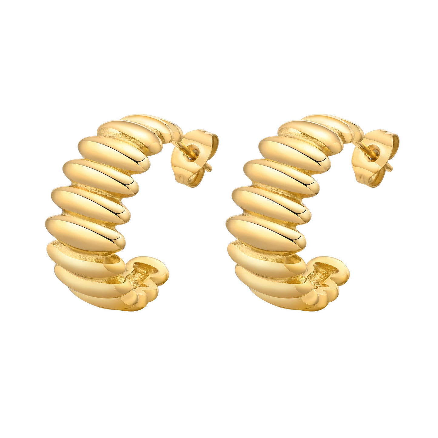 European And American Cross-Border Wholesale Stainless Steel C-Shaped Earrings 18K Gold Women's Accessories