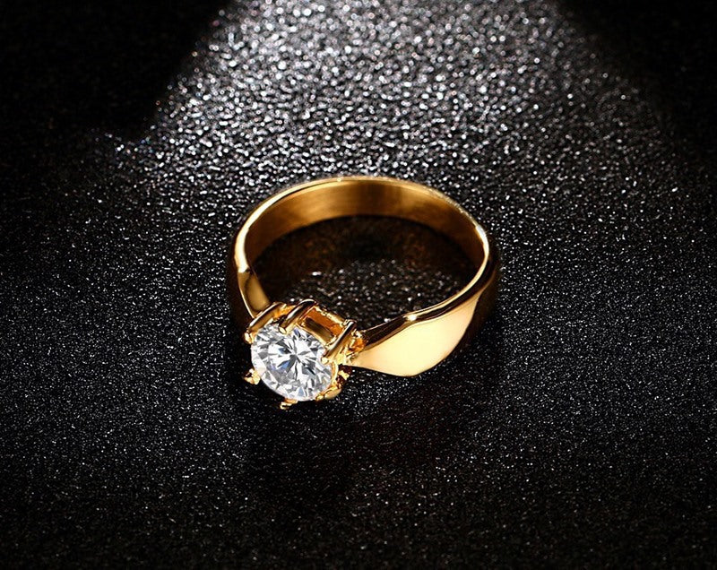 Japanese And Korean Popular Jewelry Wholesale Women's Ring 7MM Titanium Steel Claw Inlaid With Zircon