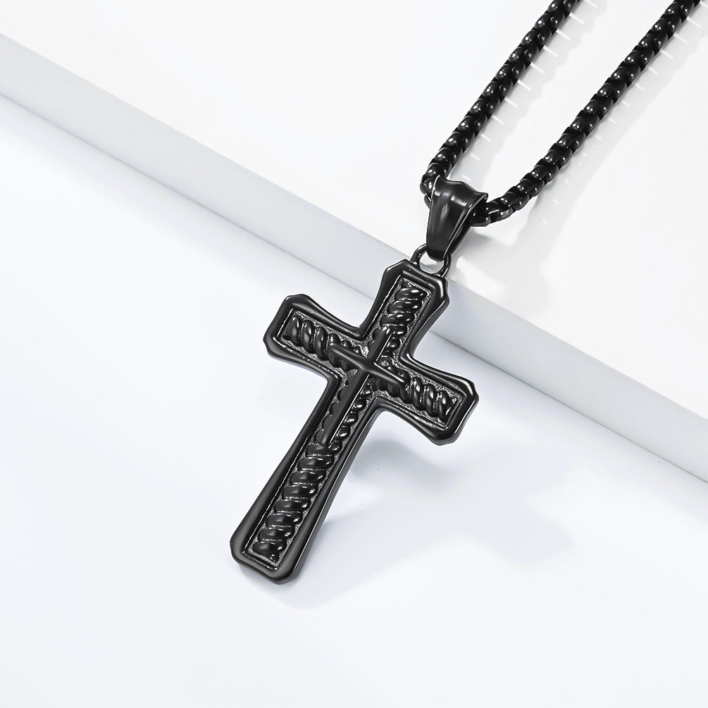 Planderful Cross Necklace For Men Unisex Stainless Steel Pendant Retro Punk Style Durable Statement