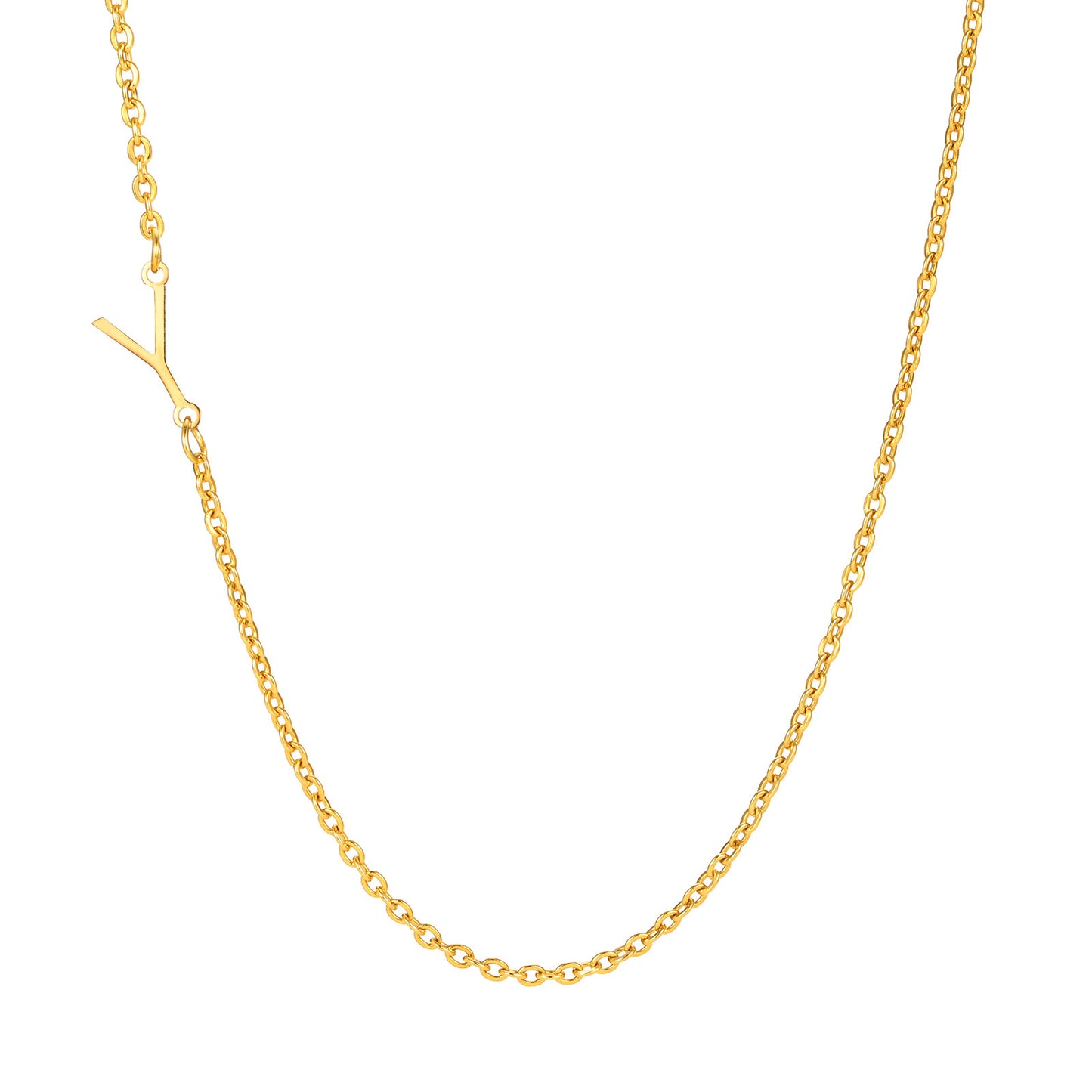 Stainless Steel Flat Cross Chain Letter Necklace Gold Collarbone Chain Letter