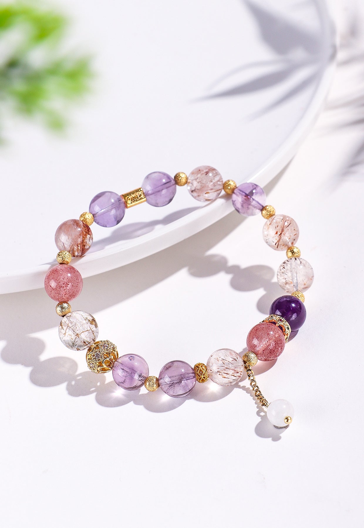 Planderful Fortune's Favor Bracelet – Elegant Amethyst and Strawberry Crystal Design