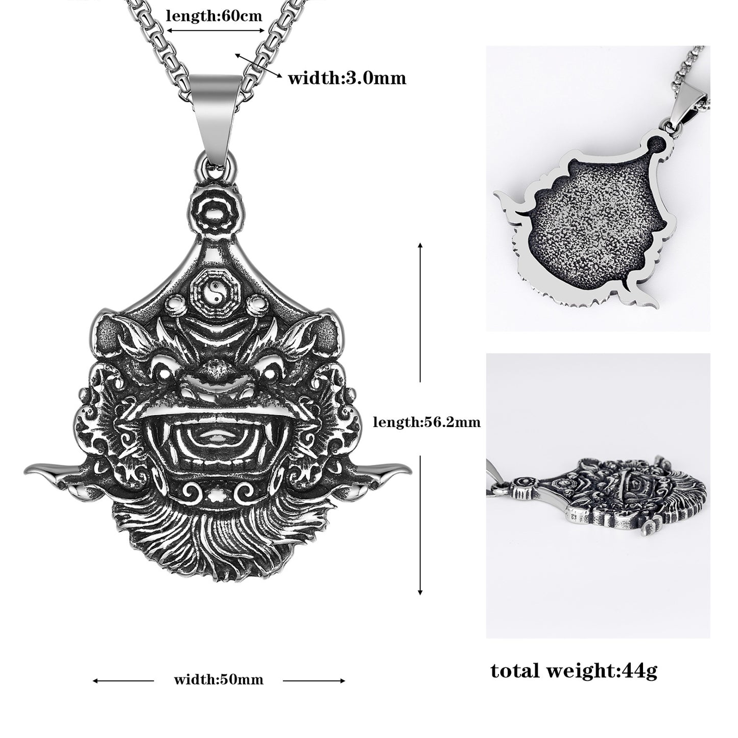 Steel Necklace - Elegant Lion Dance Style For Boys