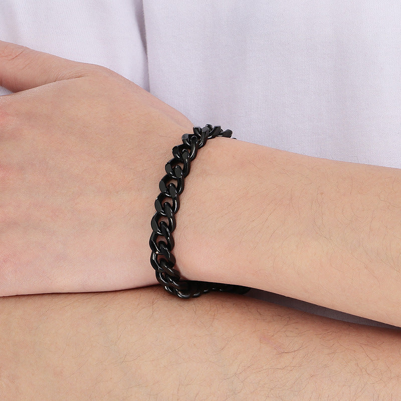 Titanium Steel Cuban Chain Men's Bracelet Polished Four-Sided Grinding Hand Available