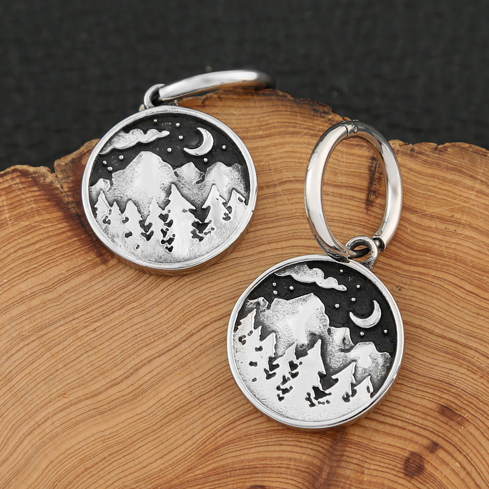 AliExpress Wish Explosion Titanium Steel Mountain Pendant Earrings