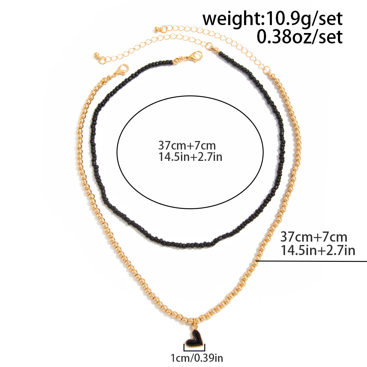Heart & Rice Bead Layered Necklace