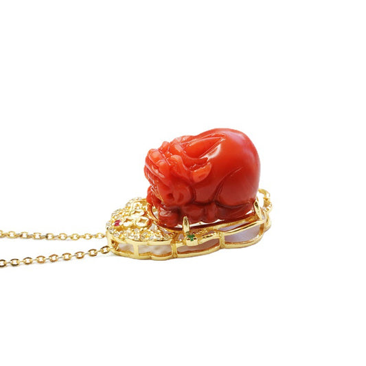 Red Agate Pixiu Fortune Necklace