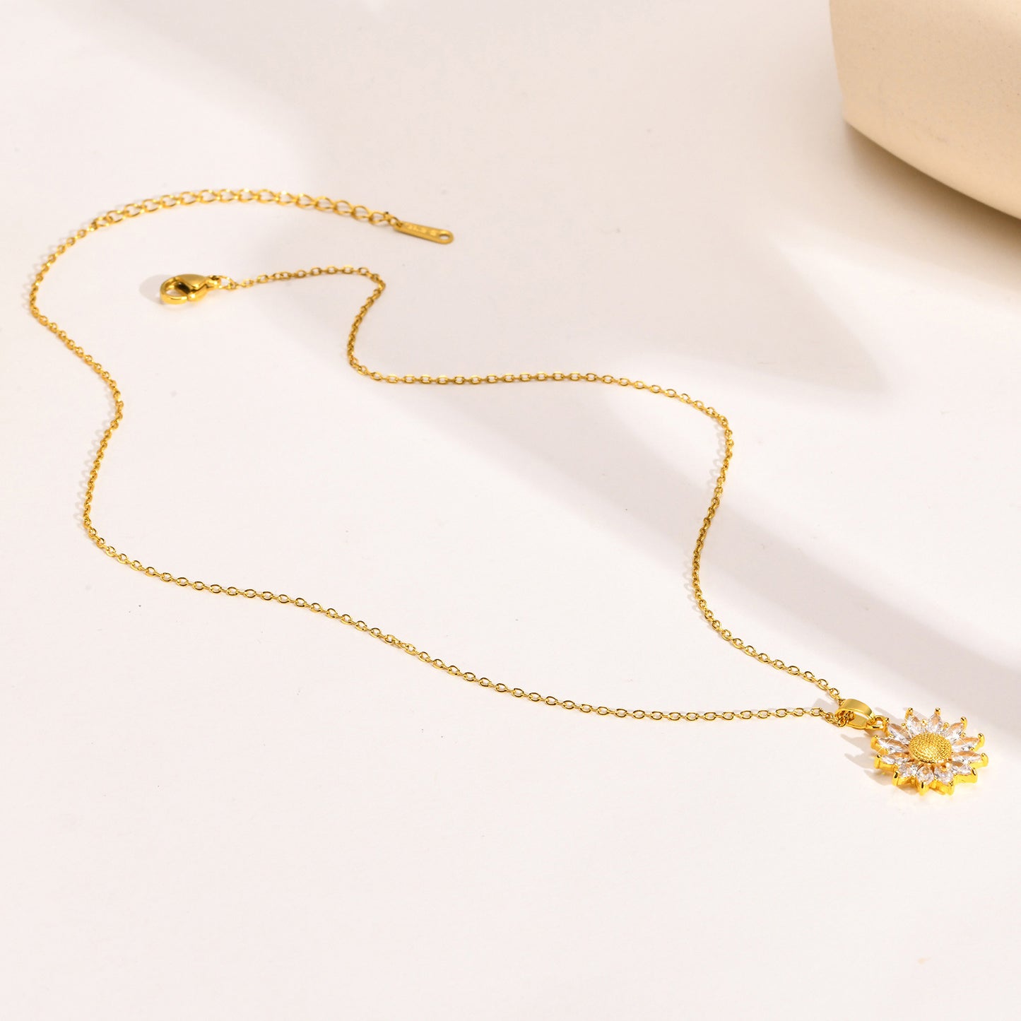 Stainless Steel Chain Copper Sunflower Pendant Necklace Women's
