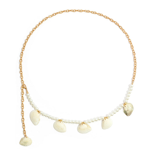 Pearl and Shell Tassel Body Chain Necklace for Women