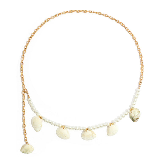 Pearl and Shell Tassel Body Chain Necklace for Women