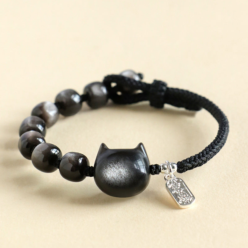 Planderful Fortune's Favor Bracelet – Unique Silver Obsidian Design