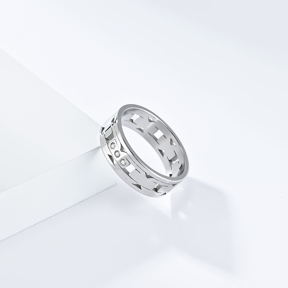 New Laser Cut Titanium Steel Ring for Men and Women