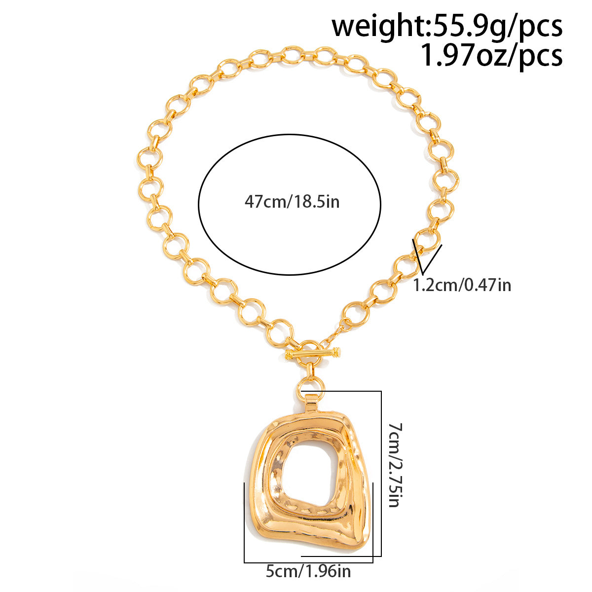 Irregular Geometric Ring Pendant Necklace