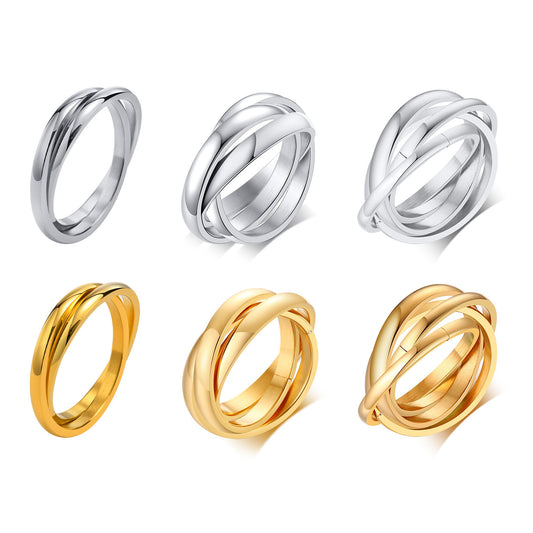 European And American Jewelry Three-In-One Plain Fashion Ring