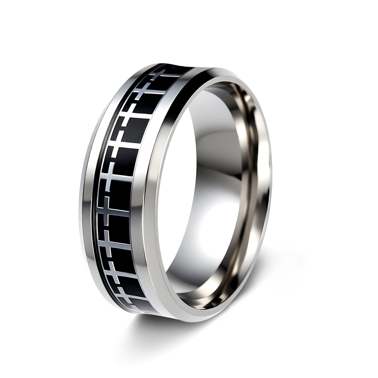 Stainless Steel Cross Ring Two Tone Unisex Planderful Everyday Wear For Men And Women