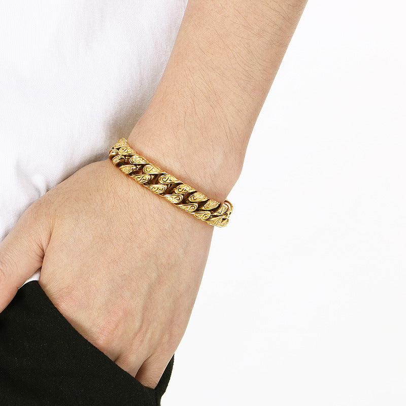 Trends Vacuum Plating Encrypted Cuban Chain Inlaid Zircon Bracelet