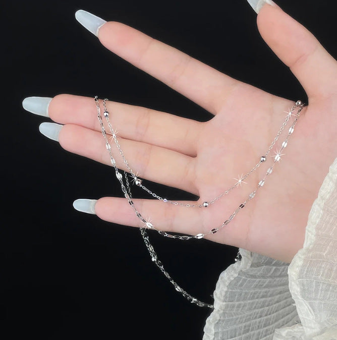 Planderful Jewelry Steel Necklace Double Layer Collarbone