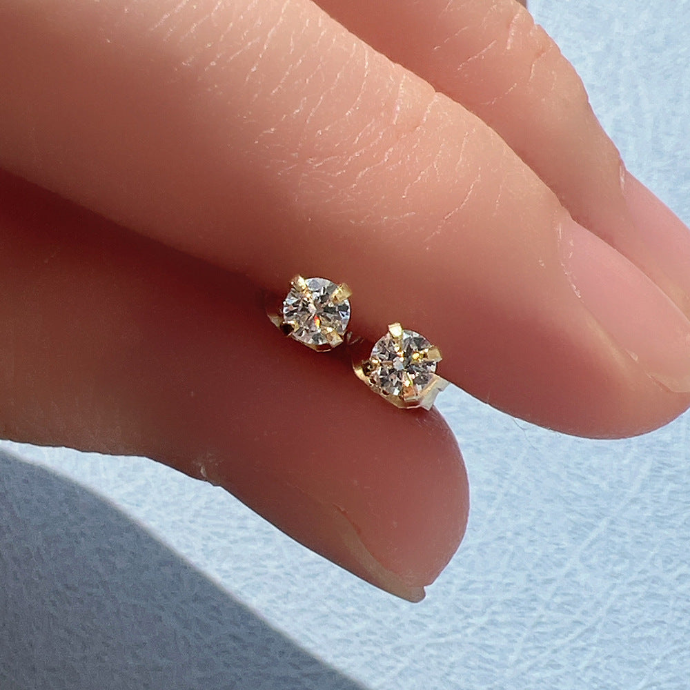 S925 Sterling Silver Four-Claw 3mm Zircon Small Stud Earrings