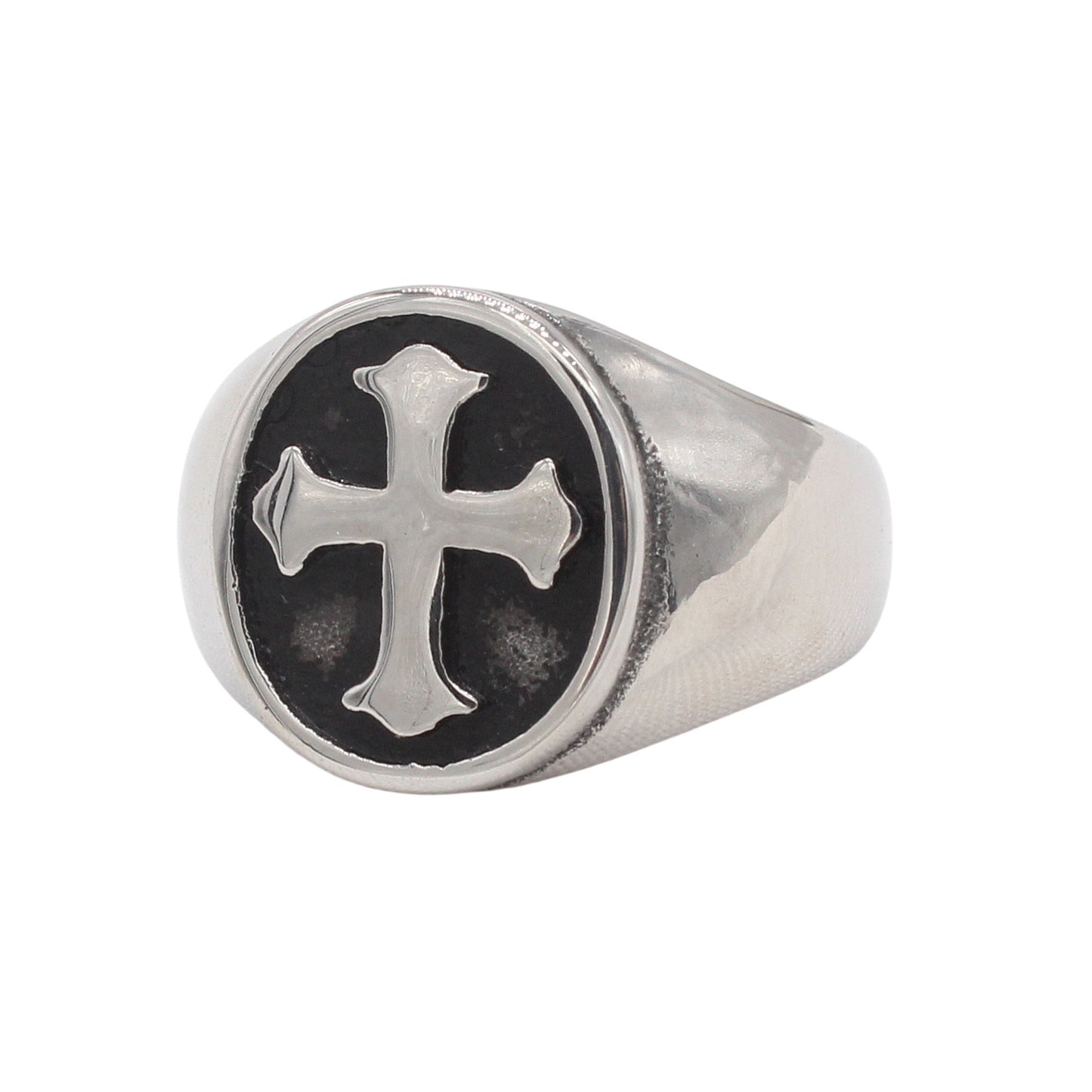 Planderful Jewelry Vintage Cross Mens Titanium Steel Ring With European Inspired Style