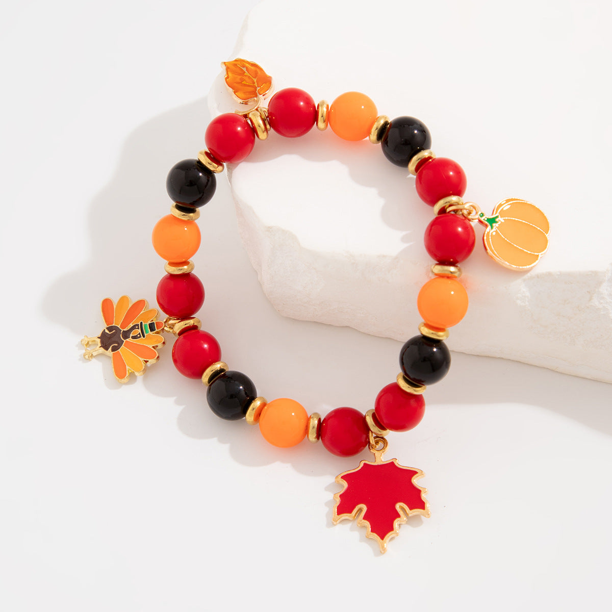 Planderful Thanksgiving Turkey Pendant Bracelet Personalized Letter Pumpkin Gift For Women