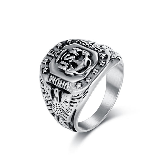 Us Navy Anchor Bald Eagle Stainless Steel Ring Men's Eagle Stainless Steel