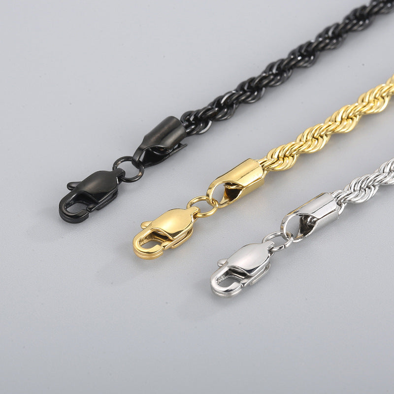 Titanium Steel – & Men's Buckle Twist Chain 4/6/8 Mm Twist Rope Chain Bracelet