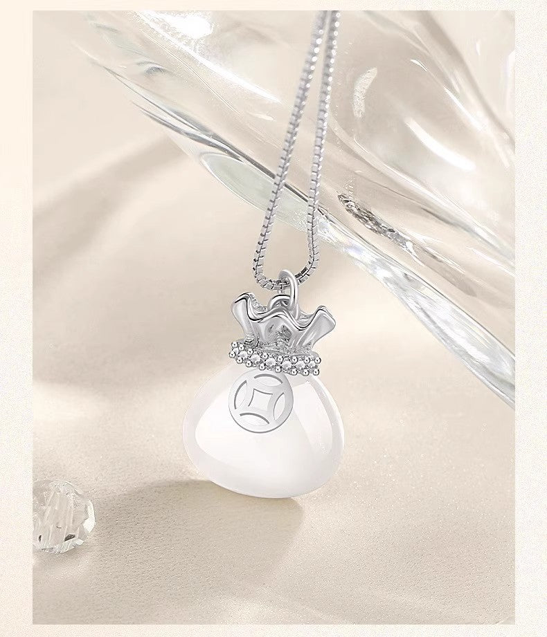 Planderful S925 Sterling Silver Chalcedony Necklace For Women Elegant Collarbone Chain Gift
