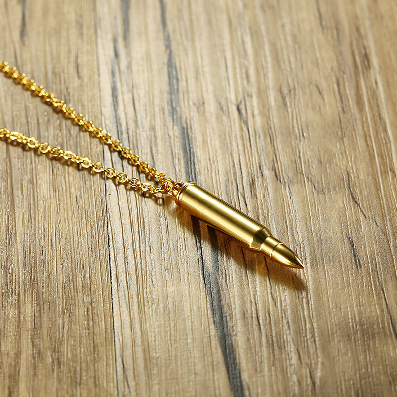Stainless Steel Bullet Pendant Necklace Personalized Hip Hop Jewelry