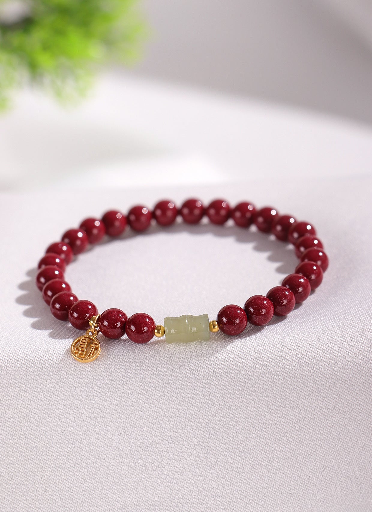 Planderful Fortune's Favor Bracelet – Unique Cinnabar and Jade Design