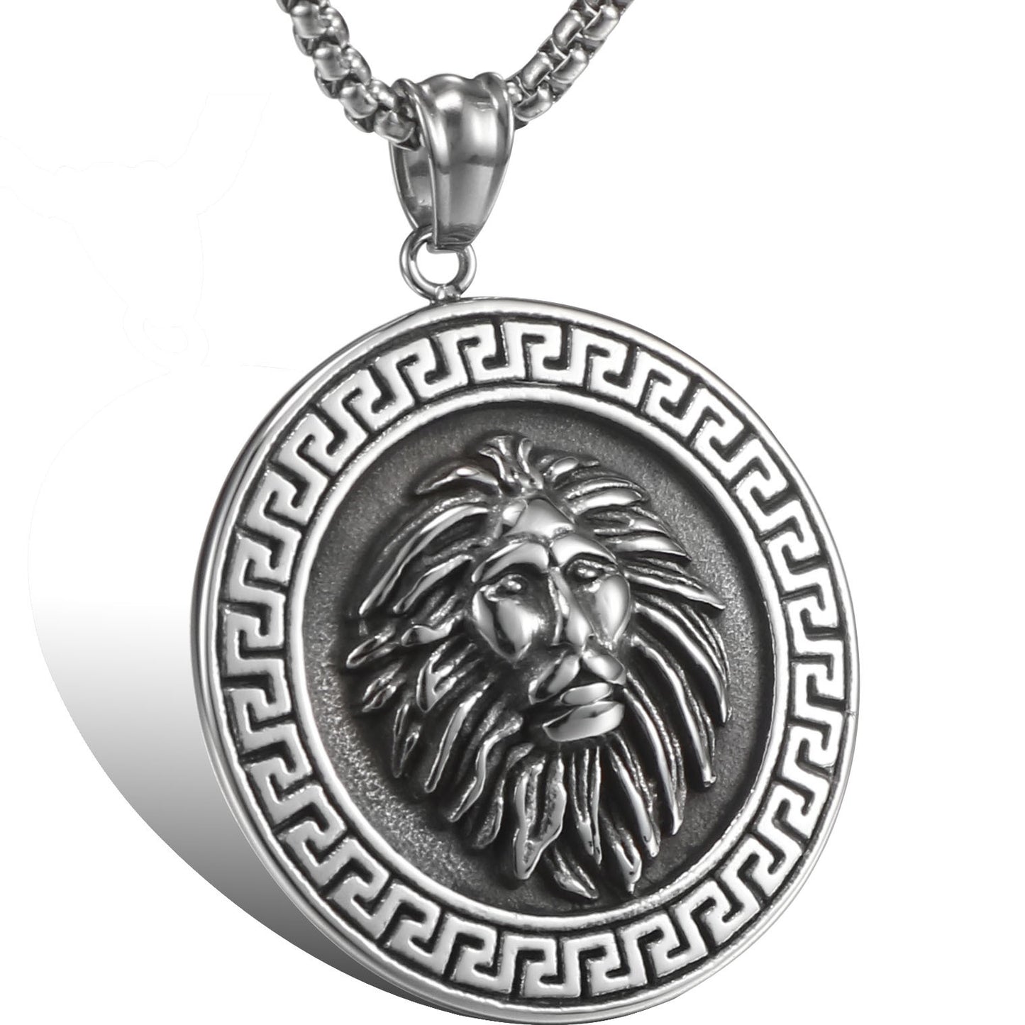 Titanium Steel Lion Head Pendant for Men - Retro European and American Design Jewelry
