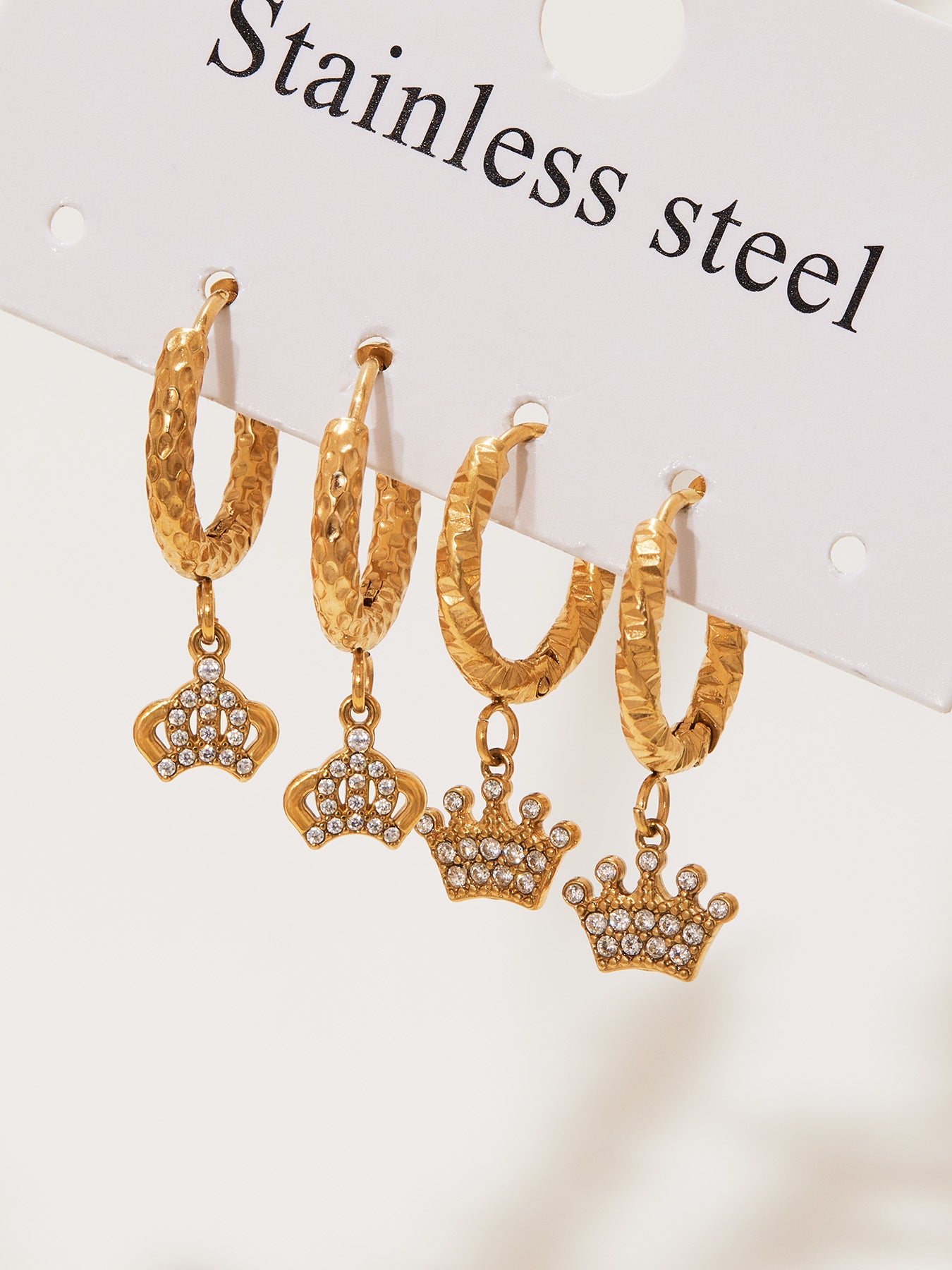 Planderful Crown Zircon Earrings Gold Plated For Women