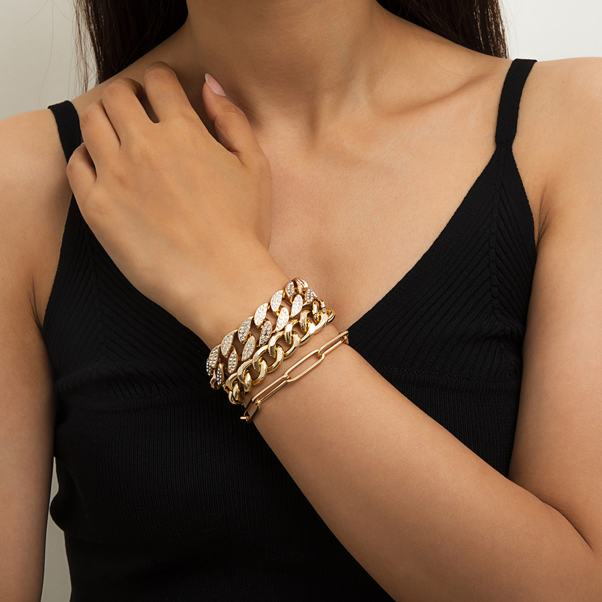 Planderful Retro Cuban Link Zircon Bracelet For Women With Rhinestone Cross Charm Vienna Verve