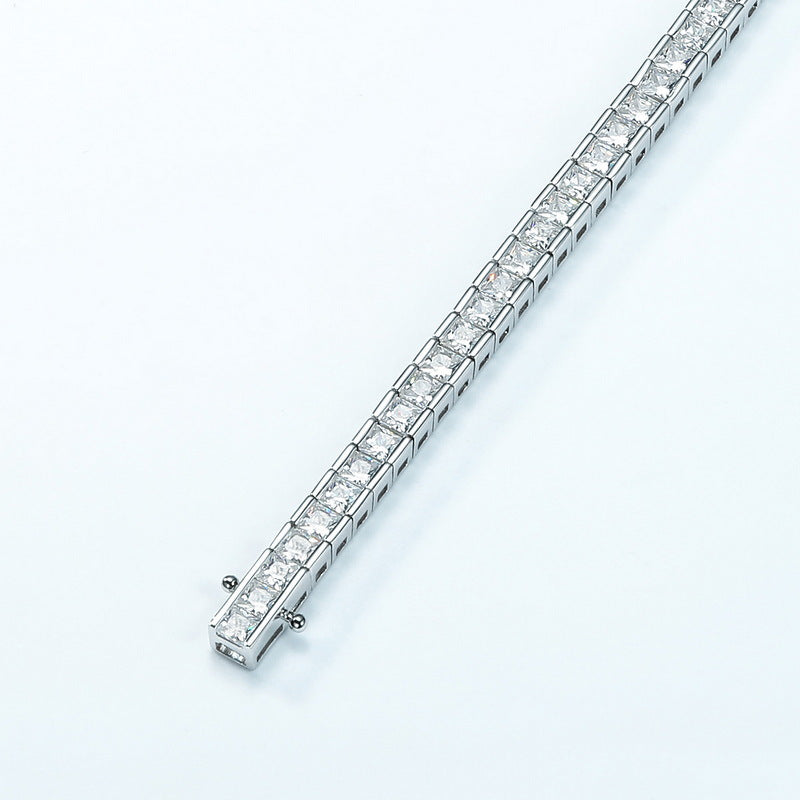 S925 Sterling Silver Zircon Box Chain Bracelet