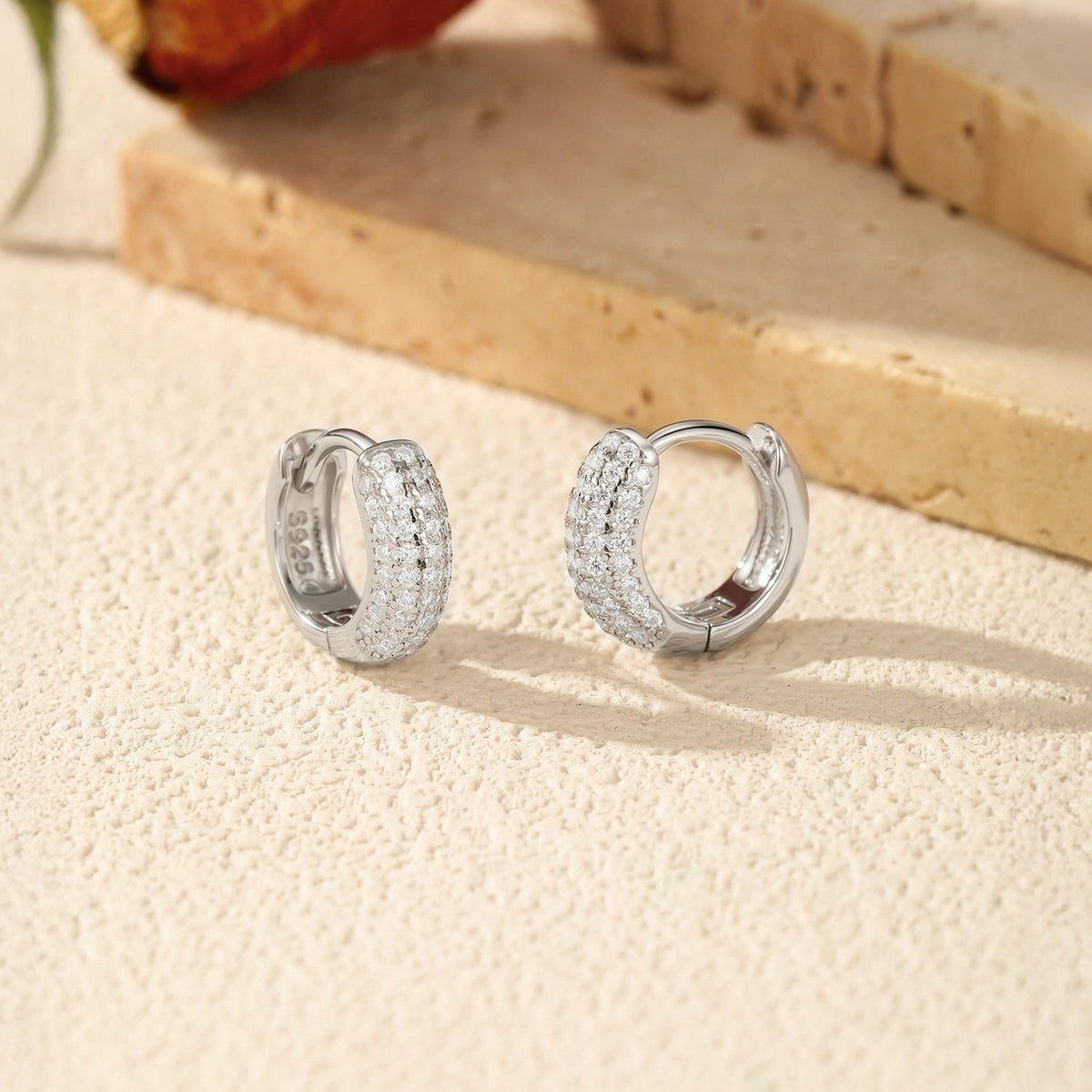 925 Sterling Silver Sparkling Moissanite Hoops