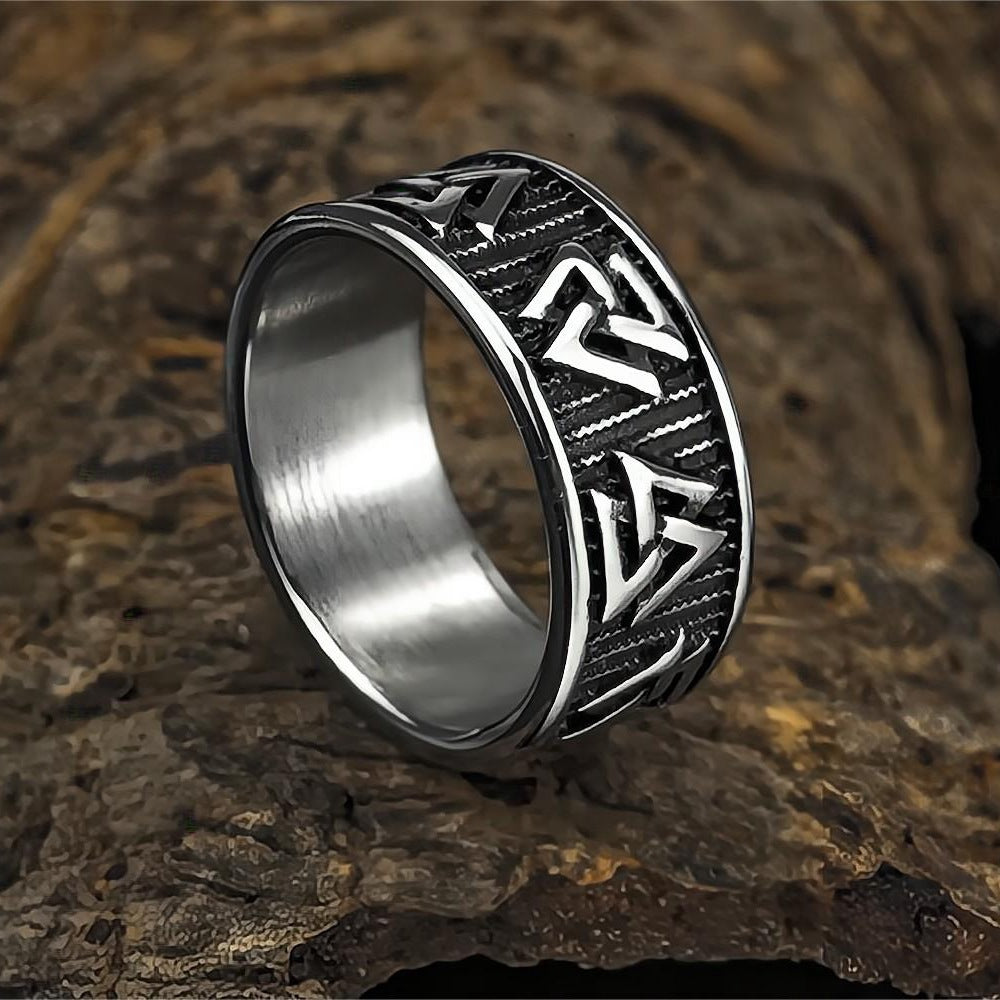European And American Jewelry Wholesale Men's Titanium Steel Ring Viking Triangle Logo No Rust No Allergy