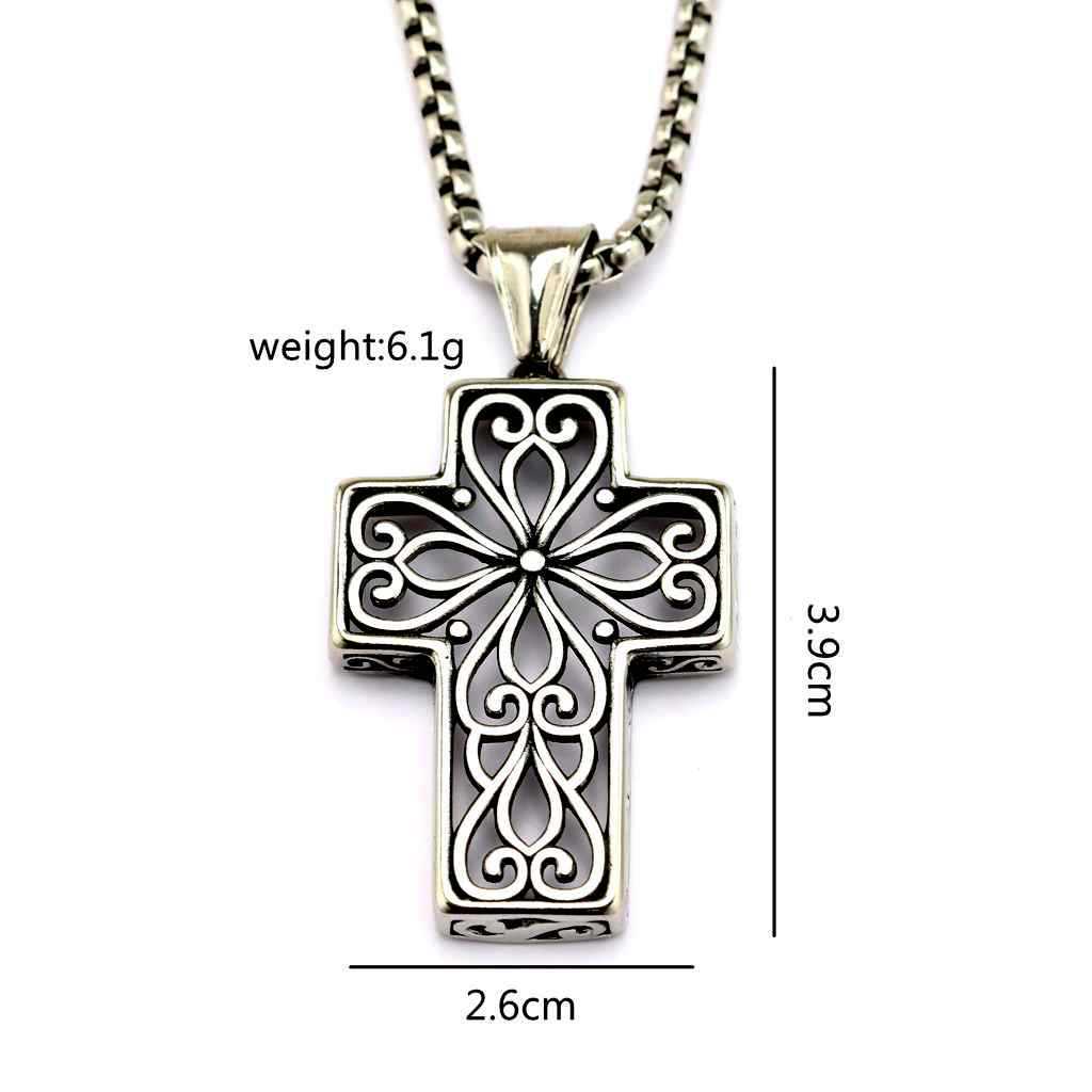 Vintage Cross Stainless Steel Pendant Necklace