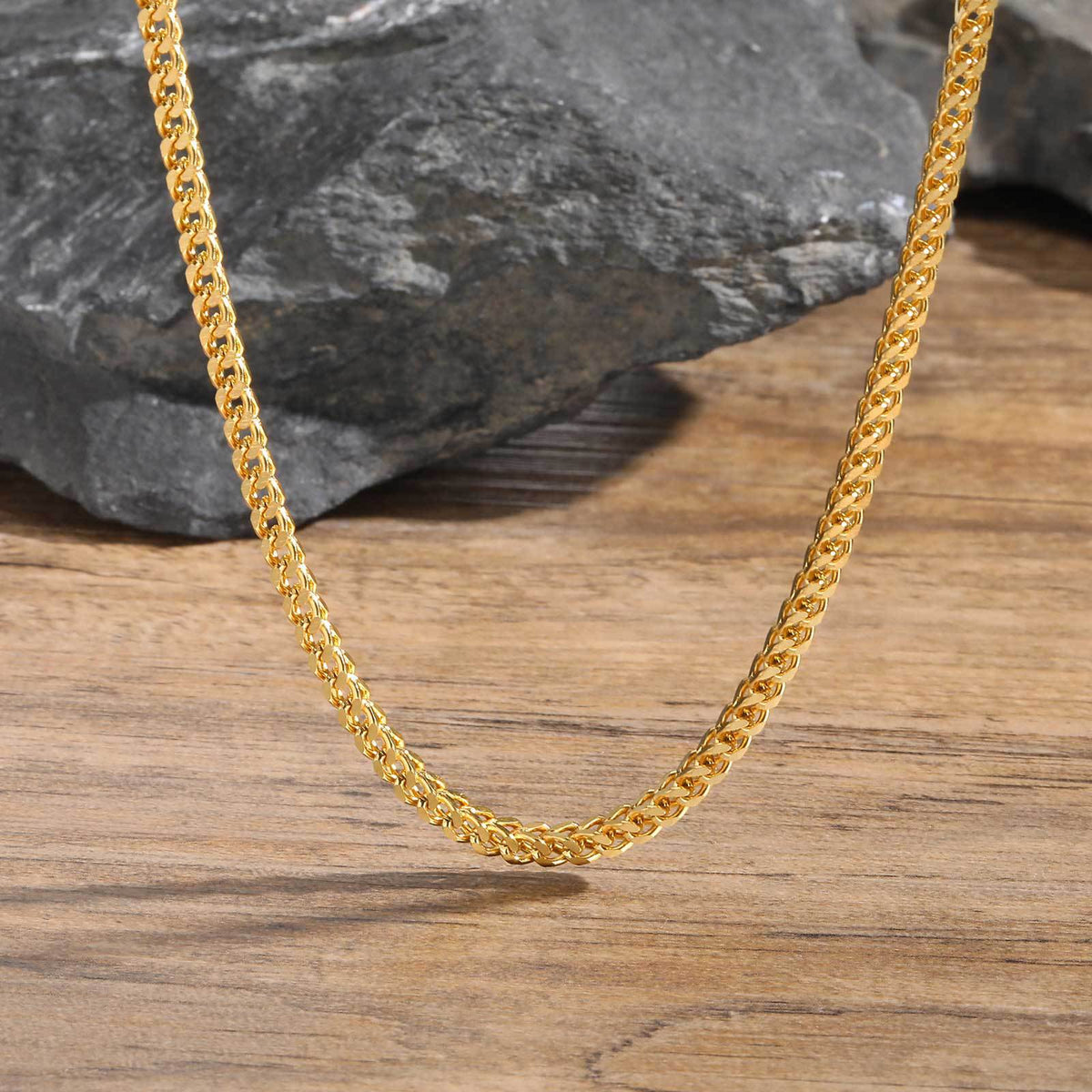 Stainless Steel Six-Sided Grinding Steel Necklace – Gold Unisex Unisex