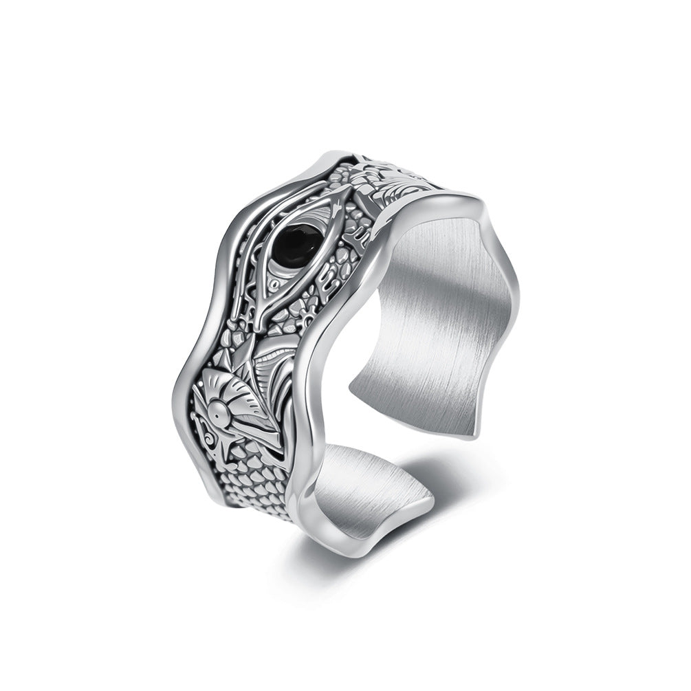 Eye of Horus Anubis Vintage Stainless Steel Ring