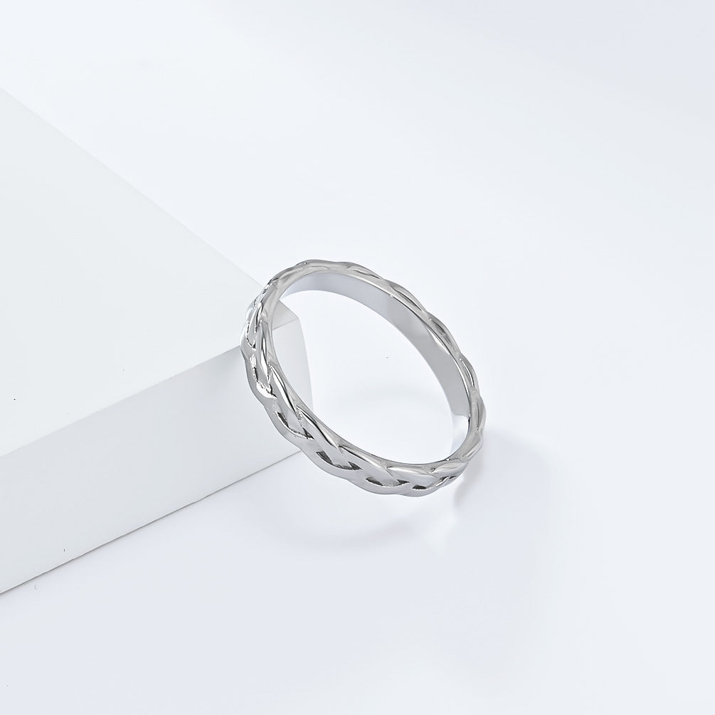 Planderful Titanium Steel Ring For Trendsetting Fashion Lovers Braided Chain Minimalist Luxury Jewelry Sizes 5 To 10