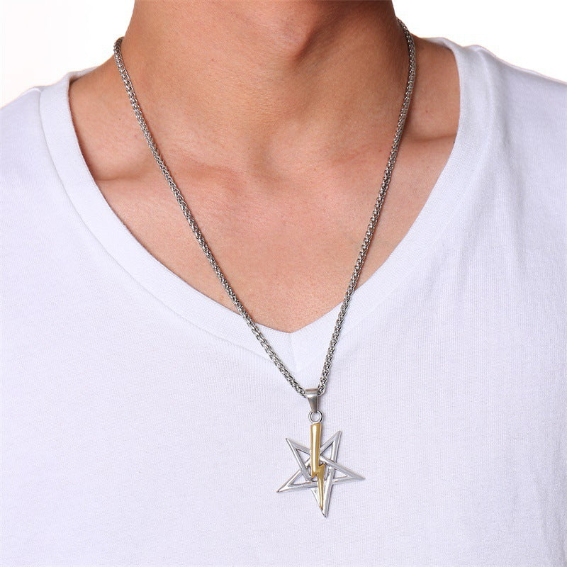 Hip-Hop Necklace Stainless Steel Five-Pointed Star Pendant