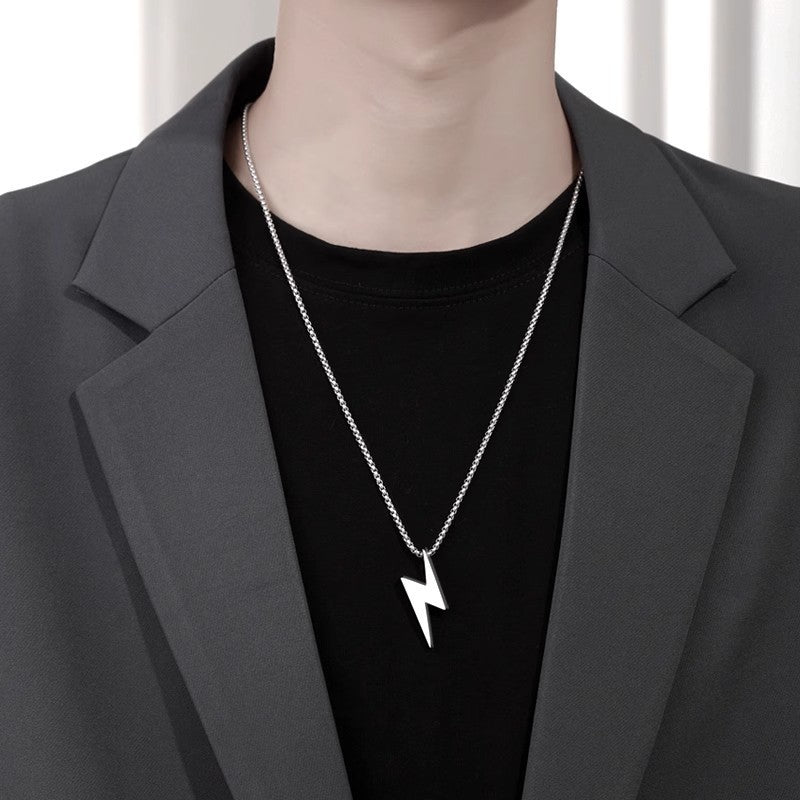 Planderful Steel Necklace Lightning Pendant Hip Hop Style