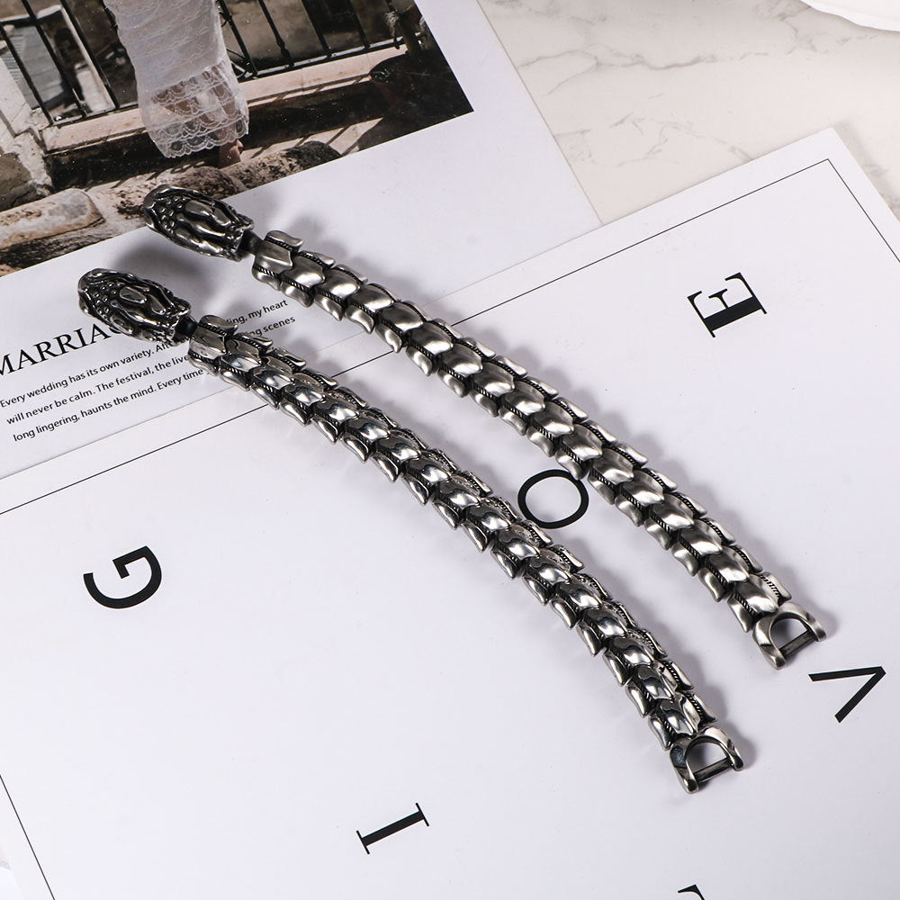 Titanium Steel Dragon Sand Surface Bracelet European Men