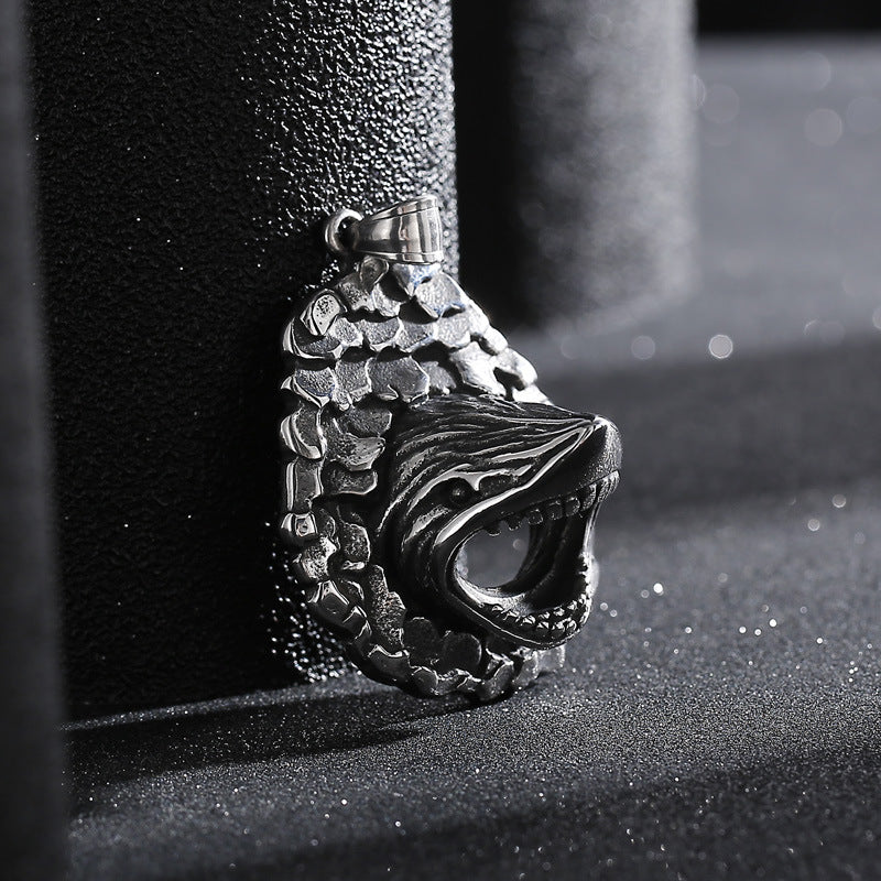 Stylish Stainless Steel Shark Mouth Pendant for Men