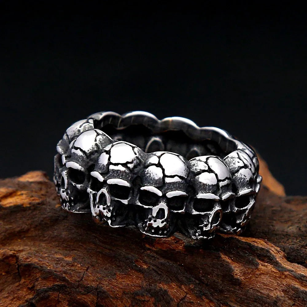 Punk Skull Viking Stainless Steel Men's Ring