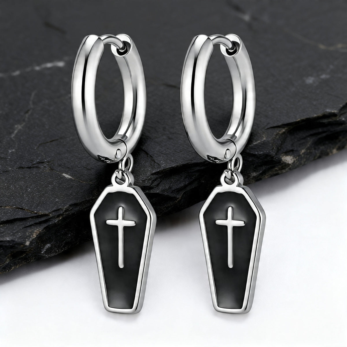 Stainless Steel Cross Gothic Earrings