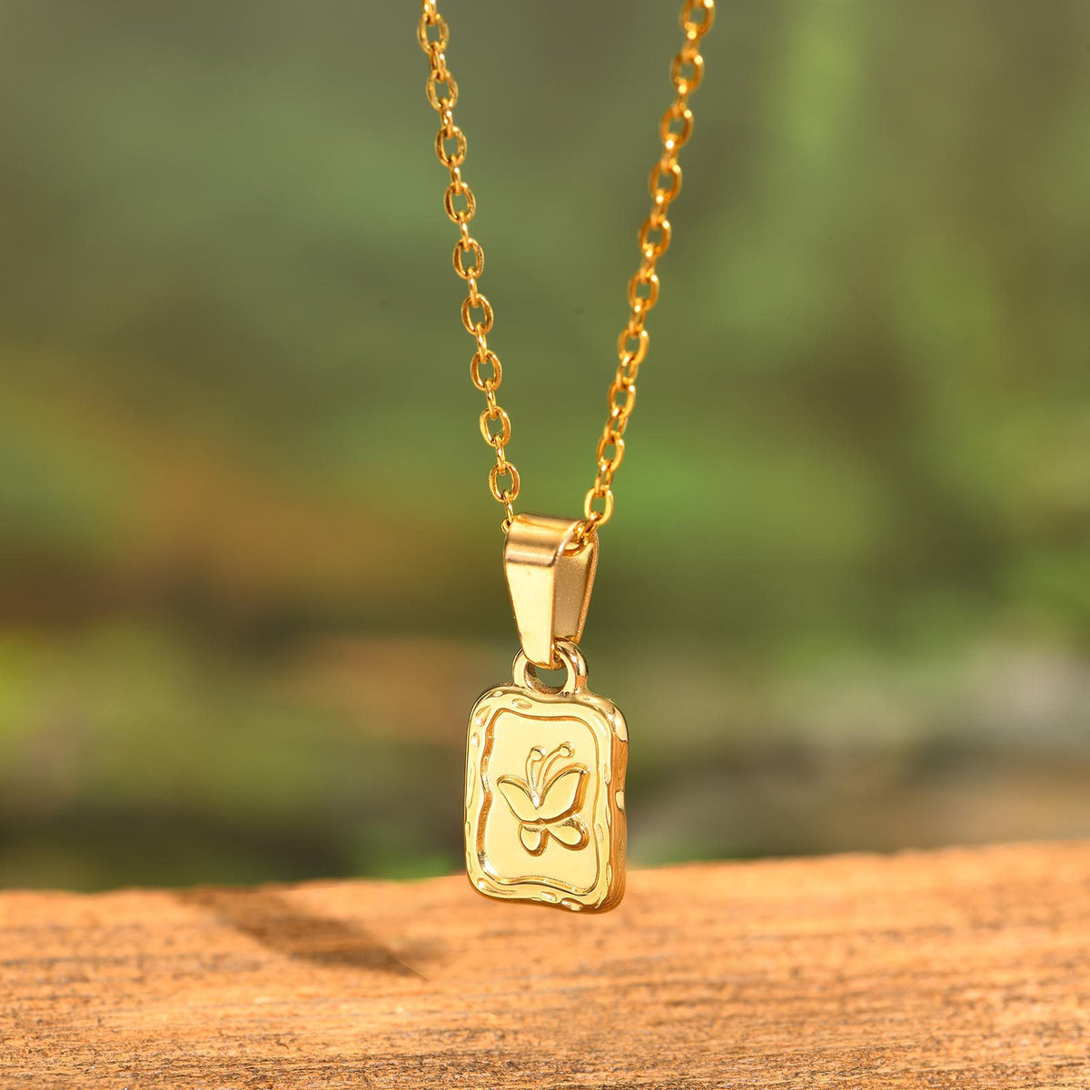 Butterfly Geometric Stainless Steel Necklace