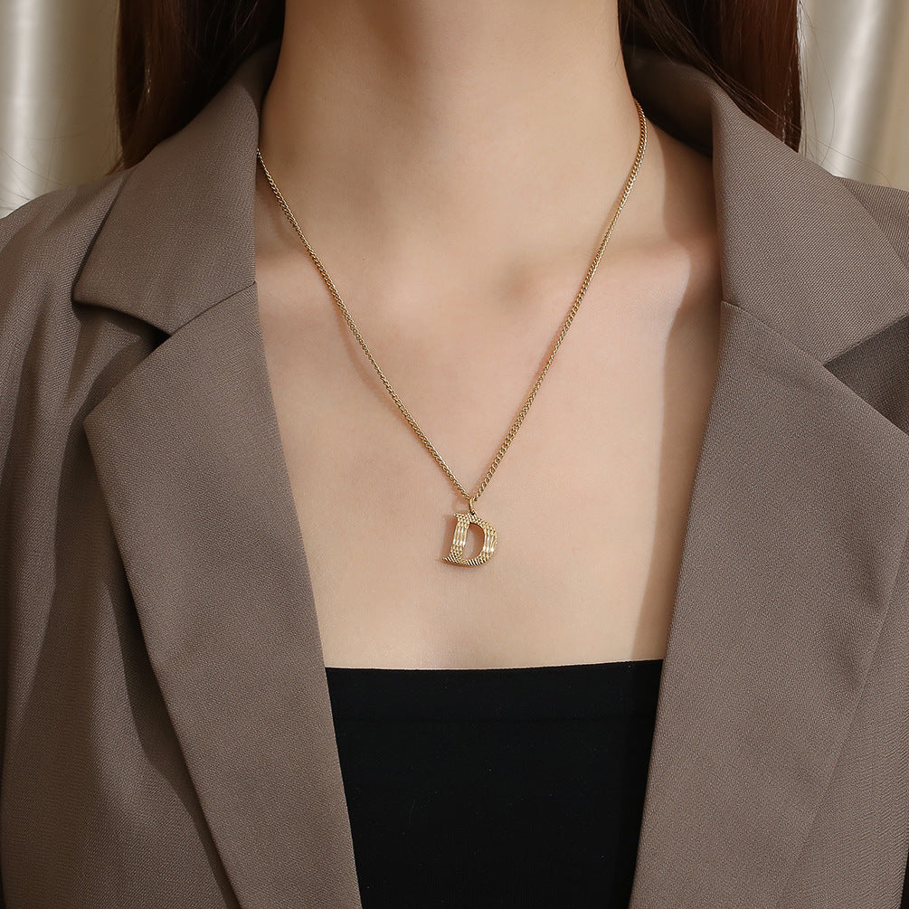 Planderful Everyday Genie Gold Plated Letter Surname Pendant For Couples Unisex Premium Magazine Style Jewelry